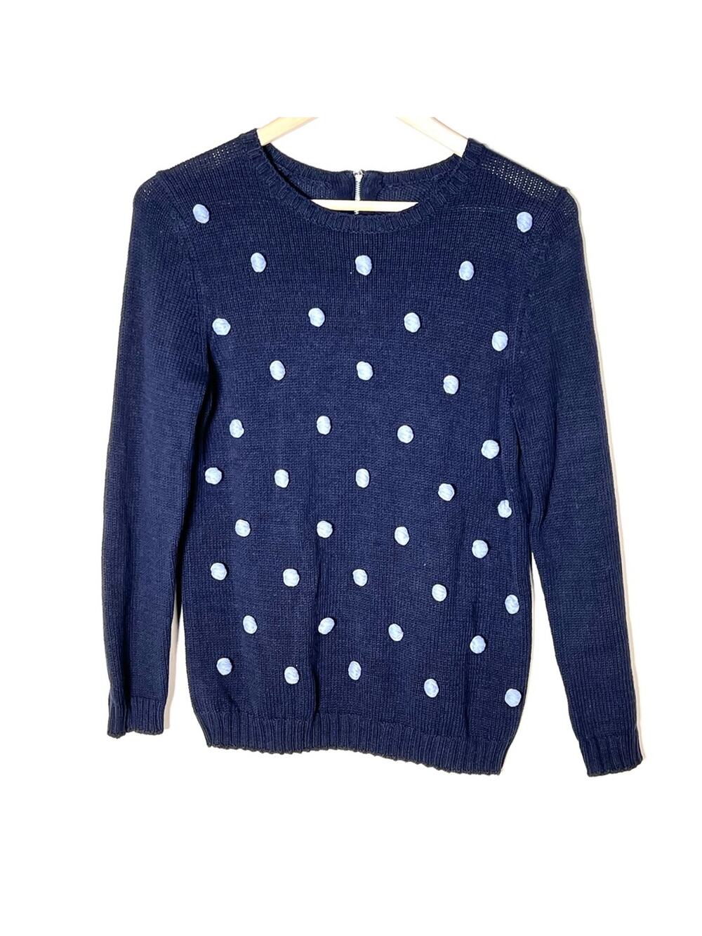Navy blue sweater with blue pom-poms size medium M? b153
